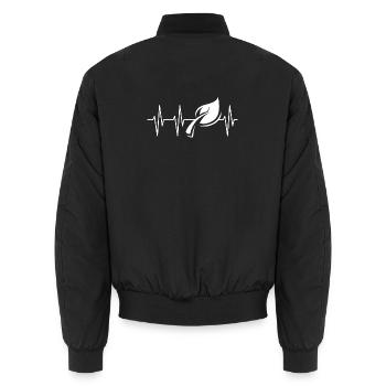 Herzschlag grün Blatt Wald Symbol icon Puls Grafik - Unisex Bomberjacke - Schwarz - Hinten - AI Model Male 185 light (185cm)