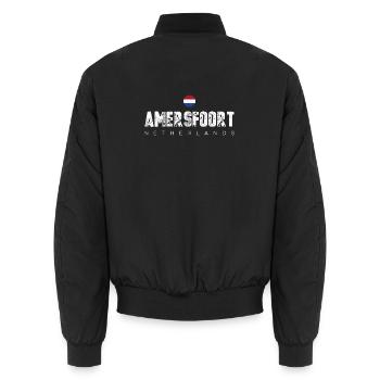 Amerfoort Netherlands Crest Tee - Unisex Bomber Jacket - black - Back - AI Model Male 185 light (185cm)