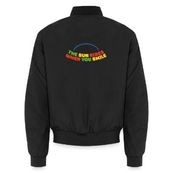 the sun rises when you smile - Unisex Bomber Jacket - black - Back - AI Model Male 185 light (185cm)