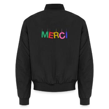 MERCI. MAÎTRESSE. MAÎTRE. MERCI MAÎTRESSE - Bomber unisexe - noir - Dos - AI Model Male 185 light (185cm)