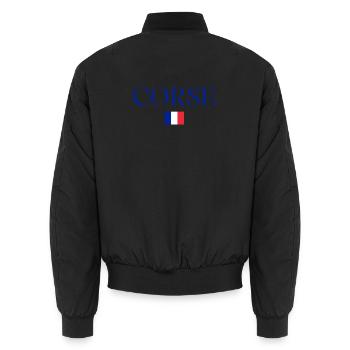 Vintage French Cultural Heritage Illustration - Unisex Bomber Jacket - black - Back - AI Model Male 185 light (185cm)