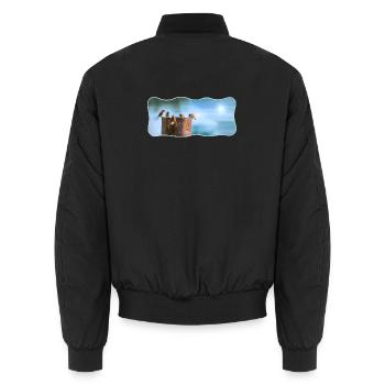 Photo design sparrows meeting curved outlined - Unisex Bomber Jacket - black - Back - AI Model Male 185 light (185cm)