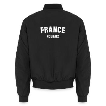 ROUBAIX France Frankreich - Unisex Bomber Jacket - black - Back - AI Model Male 185 light (185cm)