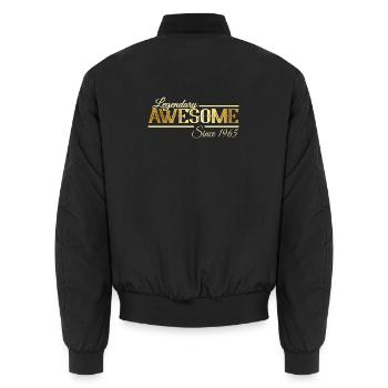 Legendary since 1965 Vintage Birthday - Unisex Bomber Jacket - black - Back - AI Model Male 185 light (185cm)