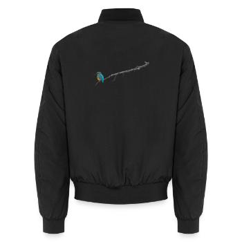 Kingfisher on a branch - Unisex Bomber Jacket - black - Back - AI Model Male 185 light (185cm)