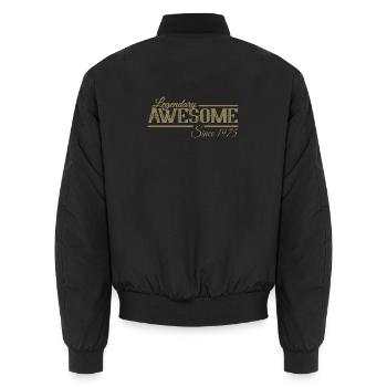 Legendary since 1975 Vintage - Unisex Bomber Jacket - black - Back - AI Model Male 185 light (185cm)