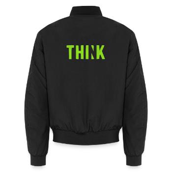 THINK Green | Cooles Streetwear-Typo-Design - Unisex Bomberjacke - Schwarz - Hinten - AI Model Male 185 light (185cm)