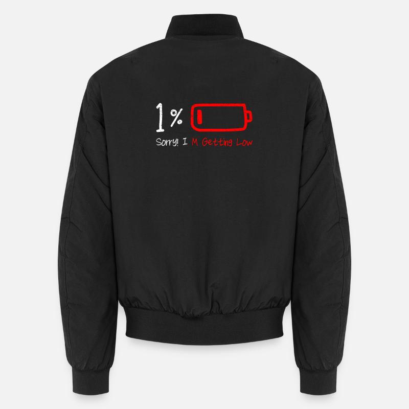 Minimalist Battery Warning Illustration Unisex Bomber Jacket