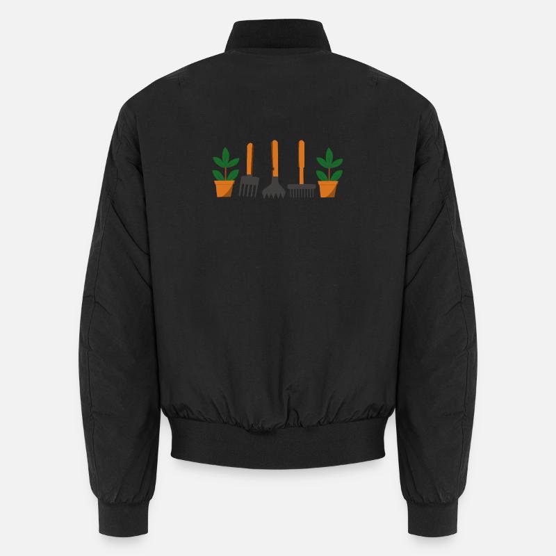 Gartenwerkzeug und Pflänzchen - Unisex Bomberjacke - Schwarz