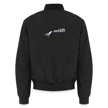 Norddeutsch Möwe Moin Design - Unisex Bomberjacke - Schwarz - Hinten - AI Model Male 185 light (185cm)