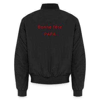 FÊTE DES PÈRES. BONNE FÊTE PAPA. PAPA. BONNE FÊTE. - Bomber unisexe - noir - Dos - AI Model Male 185 light (185cm)