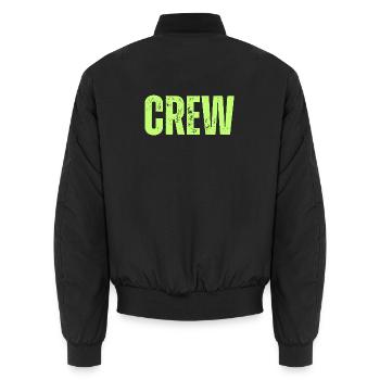 Crew Typography grün - Unisex Bomberjacke - Schwarz - Hinten - AI Model Male 185 light (185cm)