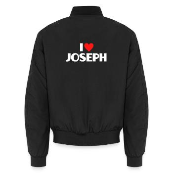 J'adore le ventilateur romantique Joseph Red Heart - Bomber unisexe - noir - Dos - AI Model Male 185 light (185cm)