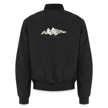 Conception à l’aquarelle de montagne – Tranquillité des sommets - Bomber unisexe - noir - Dos - AI Model Male 185 light (185cm)