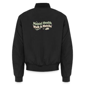 Matcha Walk Tee Spaziergang Trend Grüntee - Unisex Bomberjacke - Schwarz - Hinten - AI Model Male 185 light (185cm)