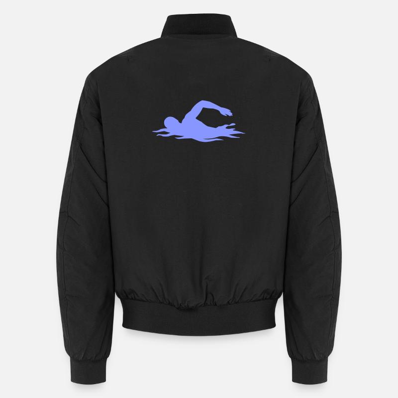 Swimming Silhouette Over Waves Unisex Bomber Jacket