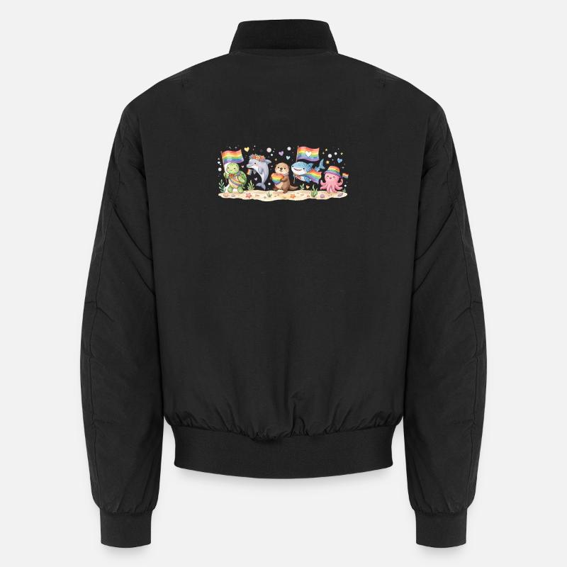 Pride Month LGBTQ - Rainbow Aninals - Unisex Bomber Jacket - black