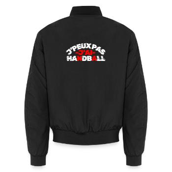 Ich kann nicht, ich habe Handball | Handball-T-Shirt Brummen - Unisex Bomberjacke - Schwarz - Hinten - AI Model Male 185 light (185cm)