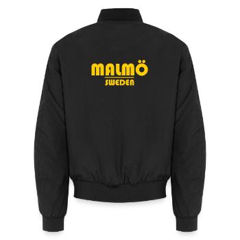 Malmö Schweden Logo Gelb - Unisex Bomberjacke - Schwarz - Hinten - AI Model Male 185 light (185cm)