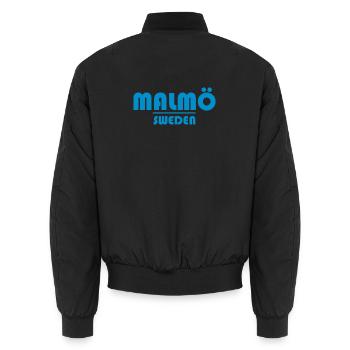 Malmö, Schweden - Unisex Bomberjacke - Schwarz - Hinten - AI Model Male 185 light (185cm)
