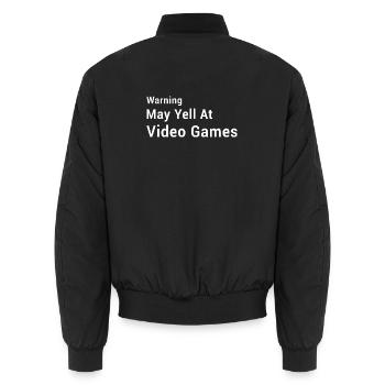 Jeu drôle - Avertissement : Peut-on crier sur les jeux vidéo - Bomber unisexe - noir - Dos - AI Model Male 185 light (185cm)