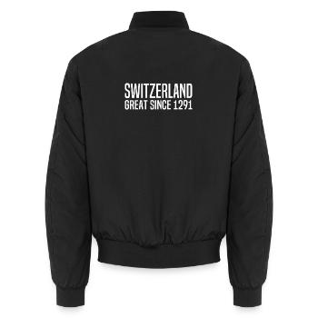 Switzerland - Great Since 1291 - Schweiz - Schwiiz - Unisex Bomberjacke - Schwarz - Hinten - AI Model Male 185 light (185cm)