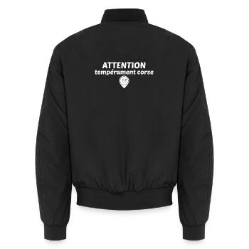 Attention tempérament Corse - Bomber unisexe - noir - Dos - AI Model Male 185 light (185cm)