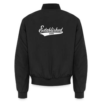 Established 2006 (year of birth, birthday / White) - Unisex Bomber Jacket - black - Back - AI Model Male 185 light (185cm)