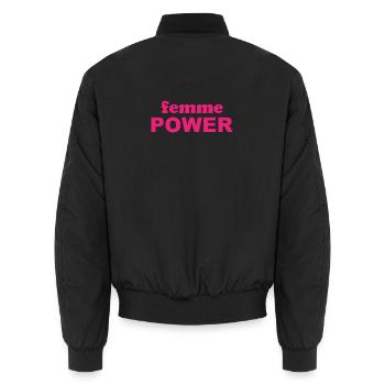 femme Power - Woman - Women - Women's Power - Women - Unisex Bomber Jacket - black - Back - AI Model Male 185 light (185cm)