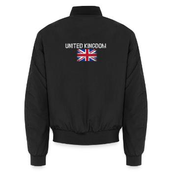 Druck der britischen Notflagge - Unisex Bomberjacke - Schwarz - Hinten - AI Model Male 185 light (185cm)
