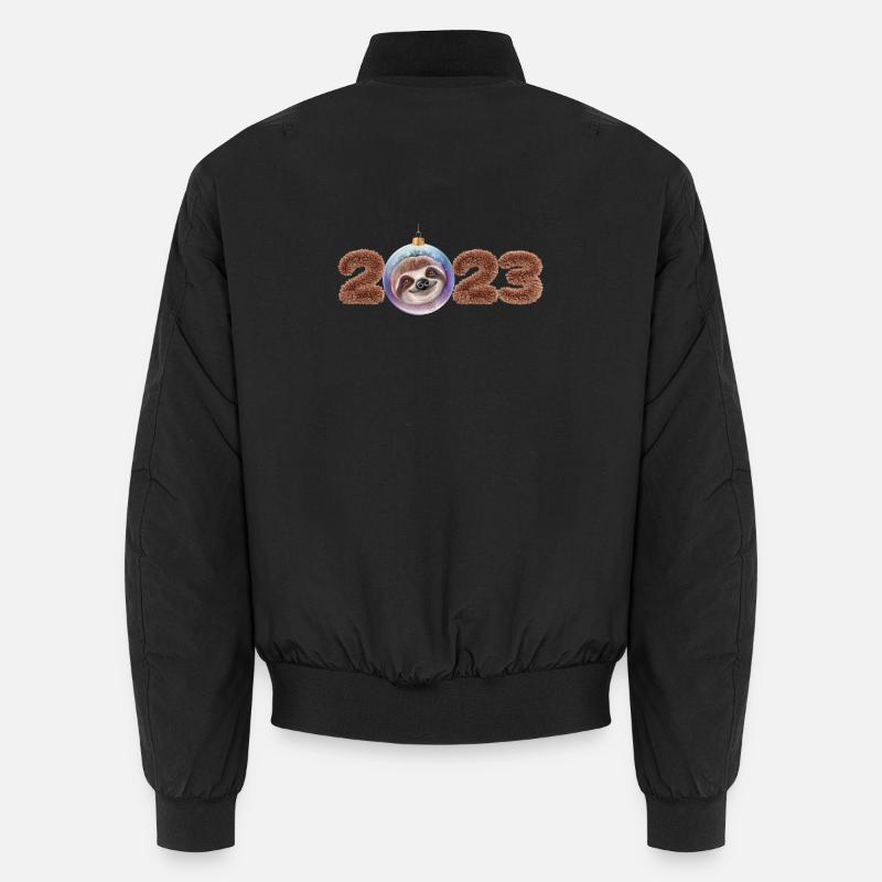 2023 Happy New Year Sloth - Unisex Bomber Jacket - black