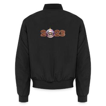 2023 Weihnachtskugel niedliches Faultier - Unisex Bomberjacke - Schwarz - Hinten - AI Model Male 185 light (185cm)