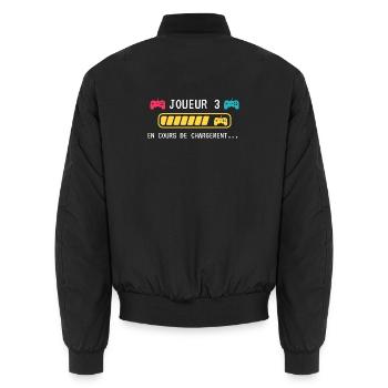 Cadeau Joueur 3 en cours de chargement gamer geek - Bomber unisexe - noir - Dos - AI Model Male 185 light (185cm)