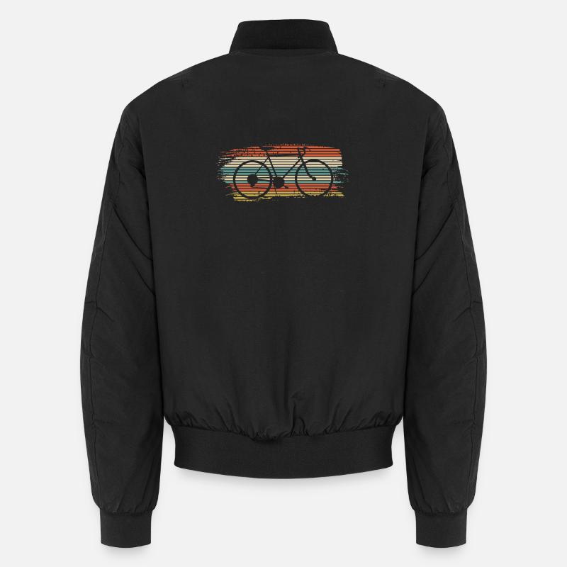 Rainbow Striped Bicycle - Unisex Bomber Jacket - black