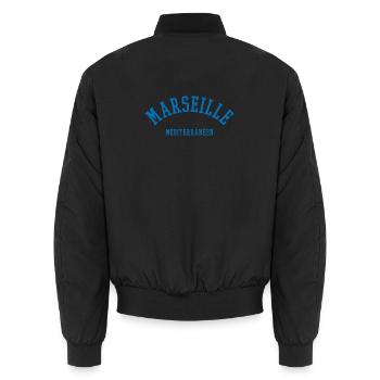 Marseille, Méditerranée, France - Bomber unisexe - noir - Dos - AI Model Male 185 light (185cm)