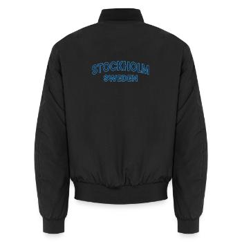 Profil néon de Stockholm Suède - Bomber unisexe - noir - Dos - AI Model Male 185 light (185cm)