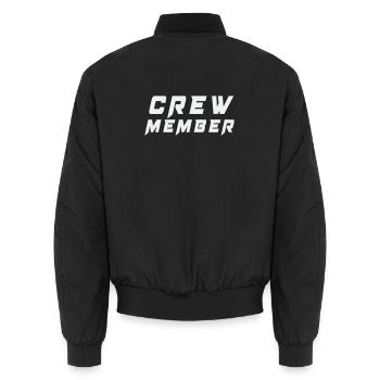 Crew Member Patch Tee - Unisex Bomber Jacket - black - Back - AI Model Male 185 light (185cm)