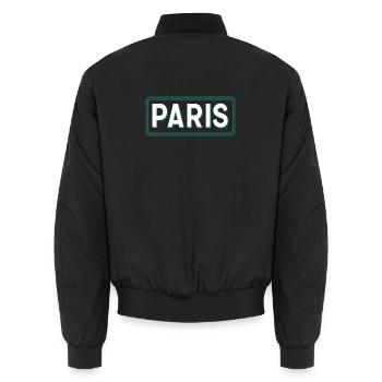 Paris Line Art Panel Green White - Unisex Bomber Jacket - black - Back - AI Model Male 185 light (185cm)