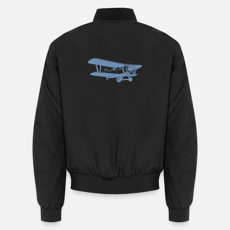 Doppeldecker Pilot Retro Minimalistisch Unisex Bomberjacke