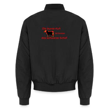bunte Kuh schwarzes Schaf - Unisex Bomberjacke - Schwarz - Hinten - AI Model Male 185 light (185cm)