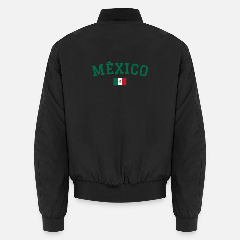 Mexico Flag Design Green - Unisex Bomber Jacket - black
