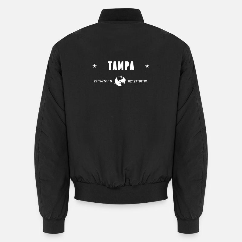 Tampa Florida Coordinates Planet Earth White Unisex Bomber Jacket