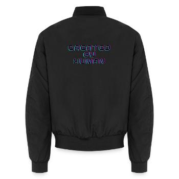 Créé par un humain Rétro Glitch Saying - Bomber unisexe - noir - Dos - AI Model Male 185 light (185cm)
