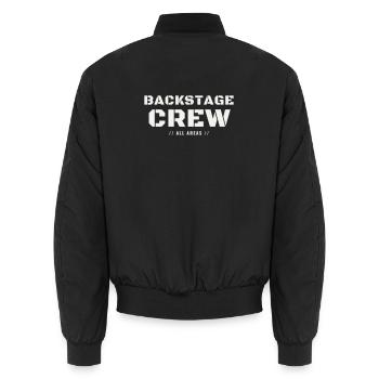 Backstage Crew All Areas Concert Team Staff Event - Unisex Bomber Jacket - black - Back - AI Model Male 185 light (185cm)