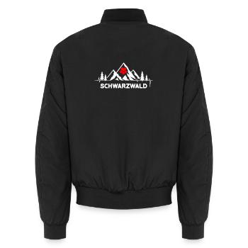 Schwarzwald mit Herzschlag und Herz Hut Berge - Unisex Bomberjacke - Schwarz - Hinten - AI Model Male 185 light (185cm)