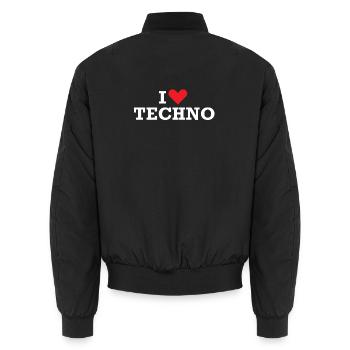 Ich liebe Techno - Unisex Bomberjacke - Schwarz - Hinten - AI Model Male 185 light (185cm)