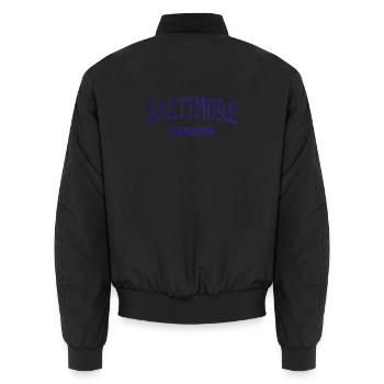 Baltimore Maryland Vintage Arc Print - Unisex Bomber Jacket - black - Back - AI Model Male 185 light (185cm)