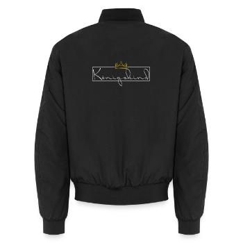 Koenigskind - weiß mit goldener Krone - Unisex Bomberjacke - Schwarz - Hinten - AI Model Male 185 light (185cm)