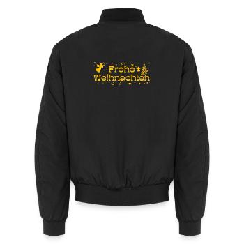 Frohe Weihnachten gelber Text mit Sternen Engeln - Unisex Bomberjacke - Schwarz - Hinten - AI Model Male 185 light (185cm)