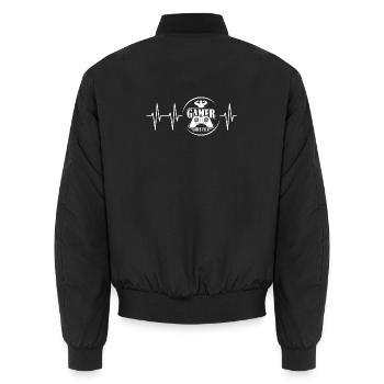 icône gamer lifestyle logo heartbeat pulse icône - Bomber unisexe - noir - Dos - AI Model Male 185 light (185cm)